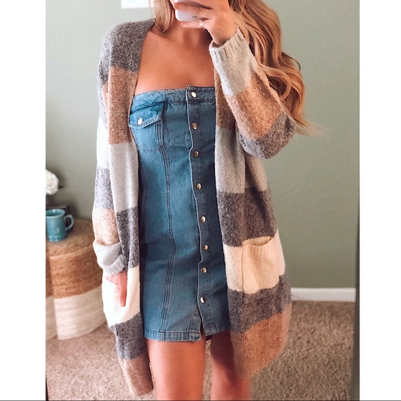 [ Jenna ] Strapless Button Down Denim Mini - Picture 2 of 8